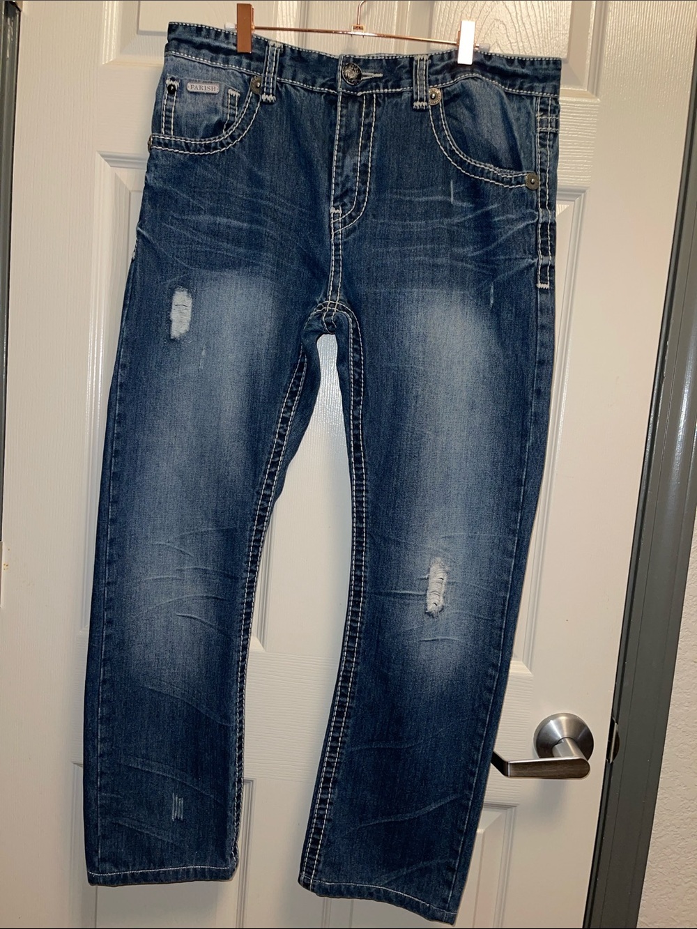 Parish Nation Distressed Blue Denim Men’s Jeans